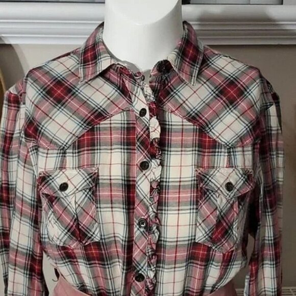 Vintage GAP Country Cowgirl Women's 100% Cotton Cottagecore Ruffled Plaid - Picture 3 of 16